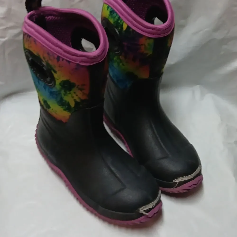 Muds Noble Outfitters Kids' Black and Purple Rain & Snow Boots Youth Size 2